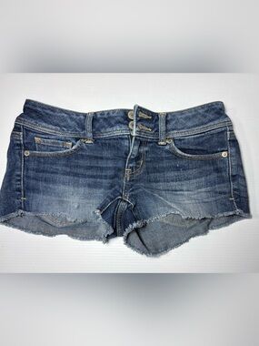 American Eagle Outfitters Low Rise Women's Dark Blue Denim Cutoff Shorts